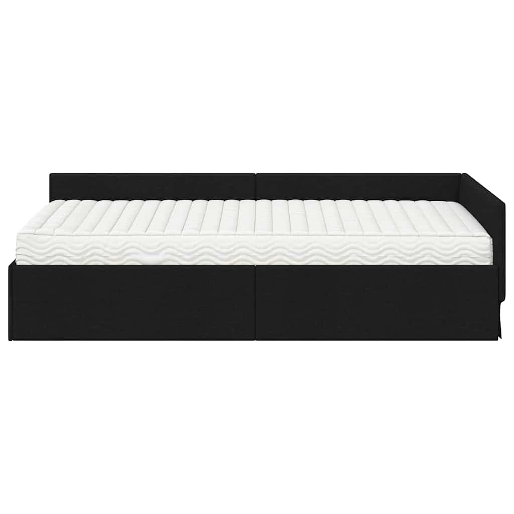 Kutni krevetni okvir s madracem Ostalo 2 pcs Crna tkanina