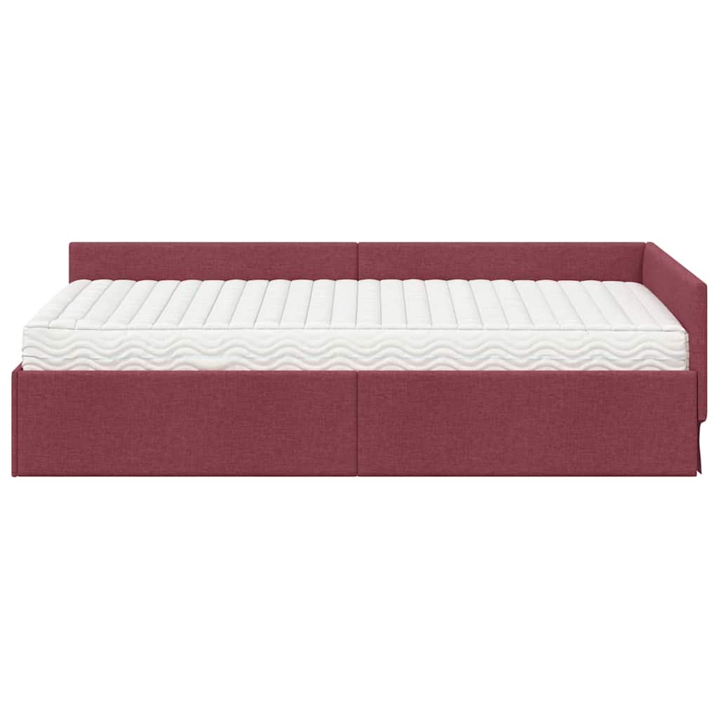Kutni krevetni okvir s madracem Ostalo 2 pcs Crvena tkanina