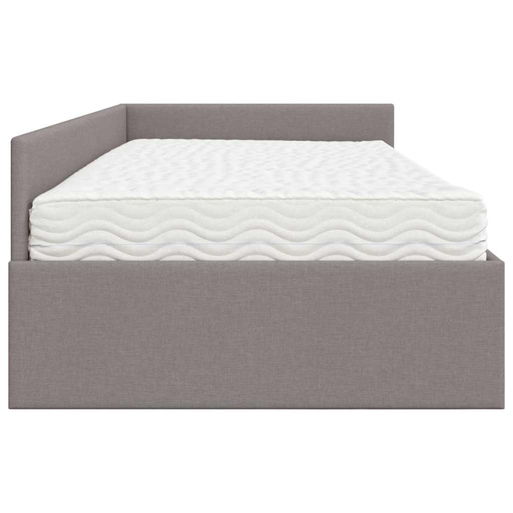 Kutni krevetni okvir s madracem Ostalo 2 pcs Sivo-smeđa tkanina
