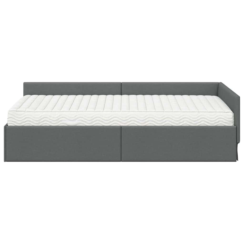 Kutni krevetni okvir s madracem Ostalo 2 pcs Siva tkanina
