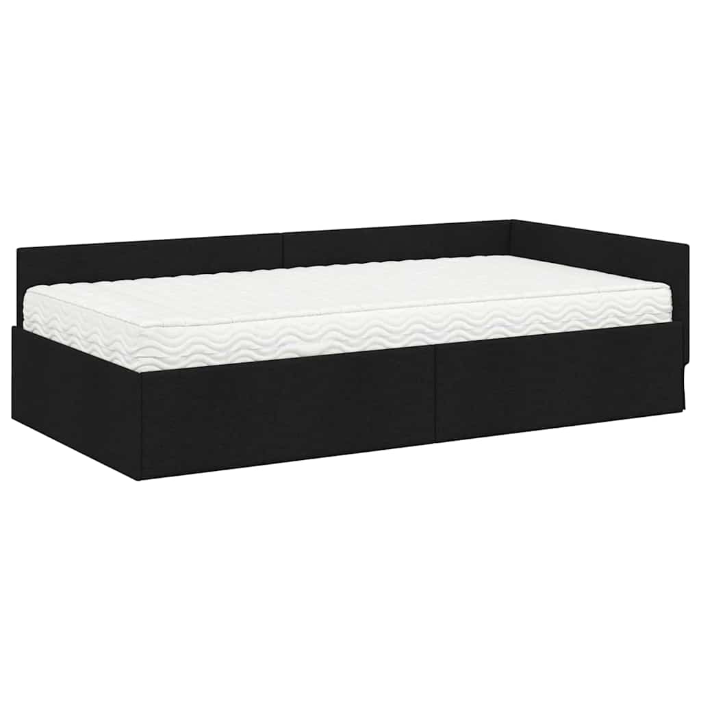Kutni krevetni okvir s madracem Ostalo 2 pcs Zelena tkanina