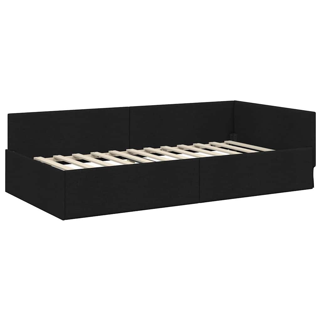Kutni krevetni okvir s madracem Ostalo 2 pcs Zelena tkanina