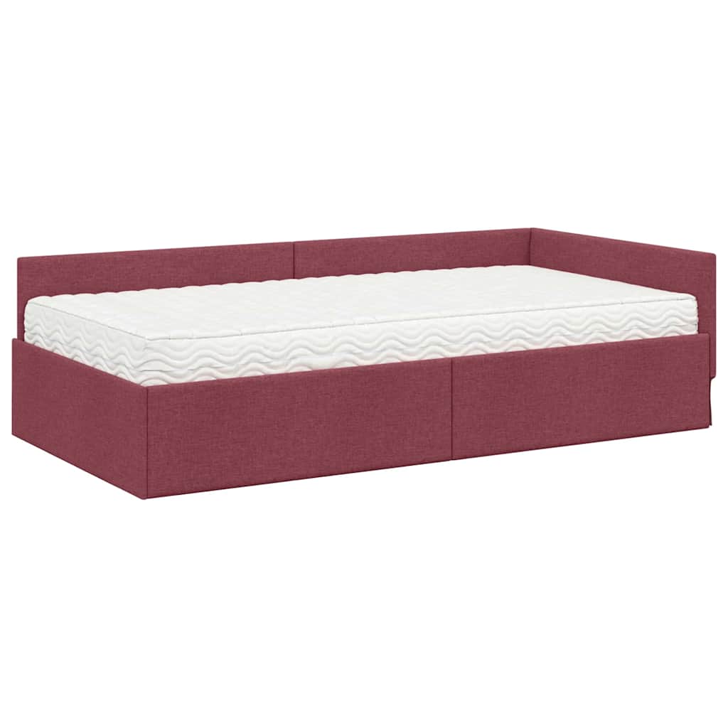 Kutni krevetni okvir s madracem Ostalo 2 pcs Siva tkanina