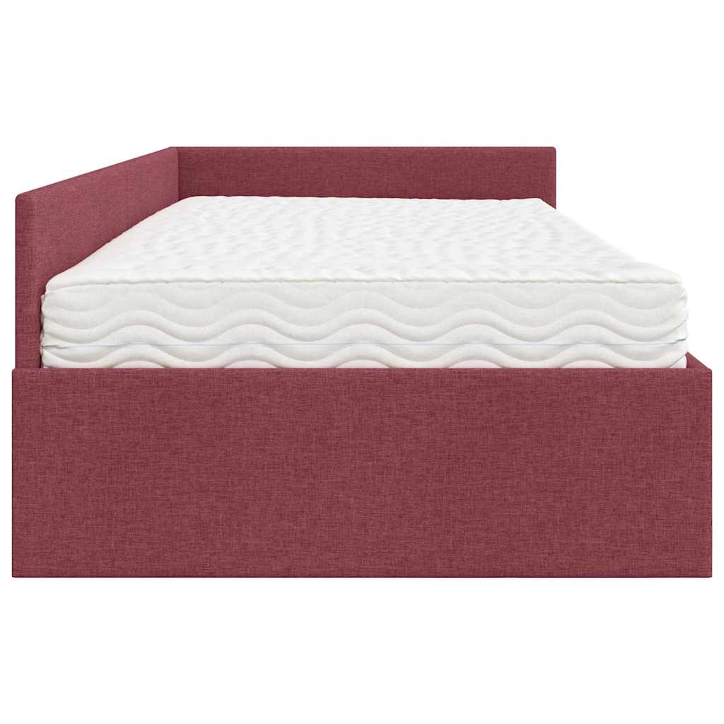 Kutni krevetni okvir s madracem Ostalo 2 pcs Siva tkanina