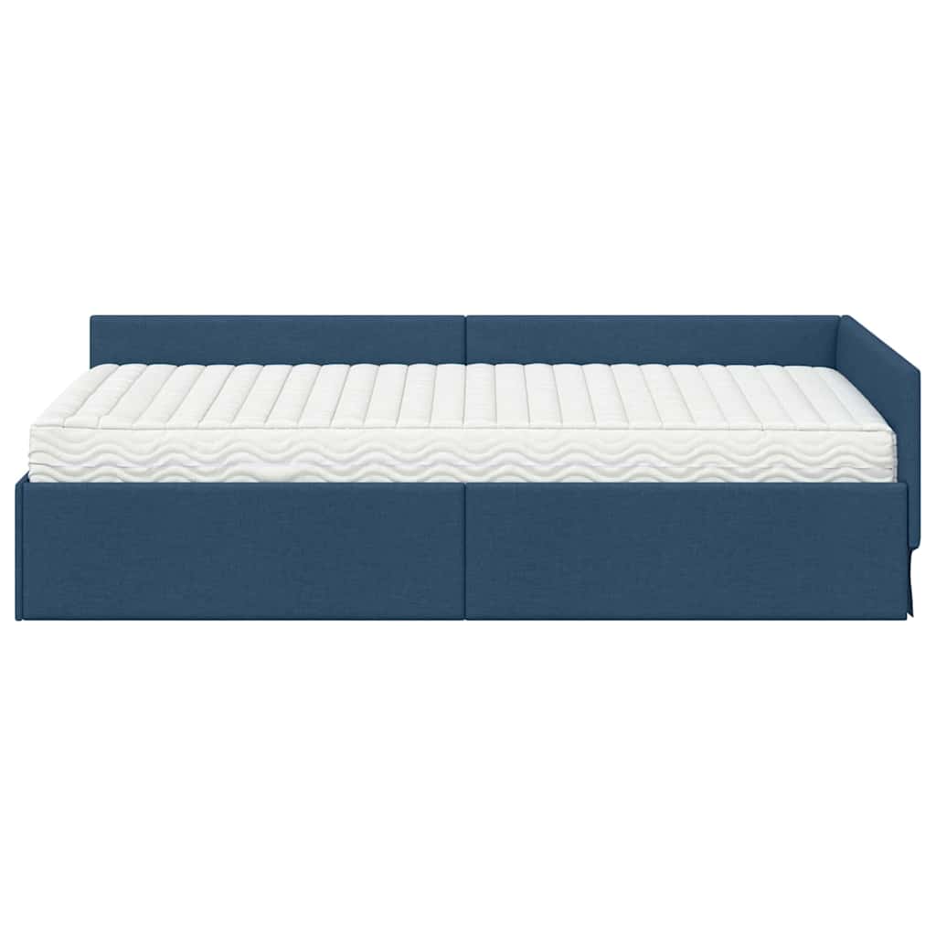 Kutni krevetni okvir s madracem Ostalo 2 pcs Plava tkanina