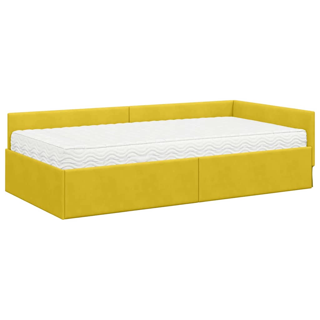 Kutni krevetni okvir s madracem Ostalo 2 pcs Zelena Baršun