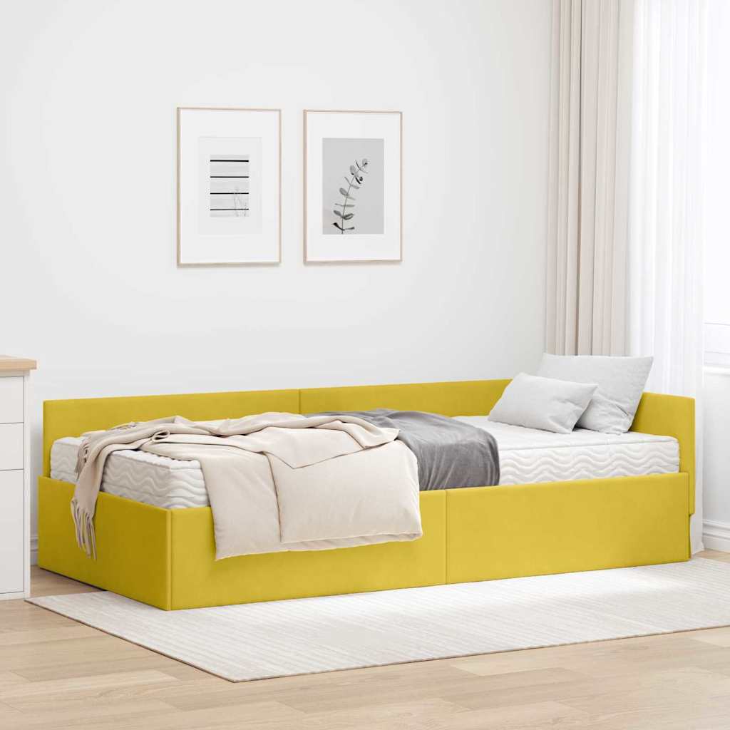 Kutni krevetni okvir s madracem Ostalo 2 pcs Zelena Baršun