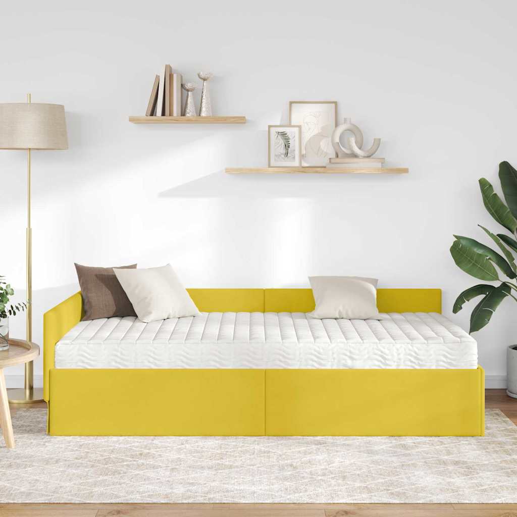 Kutni krevetni okvir s madracem Ostalo 2 pcs Zelena Baršun