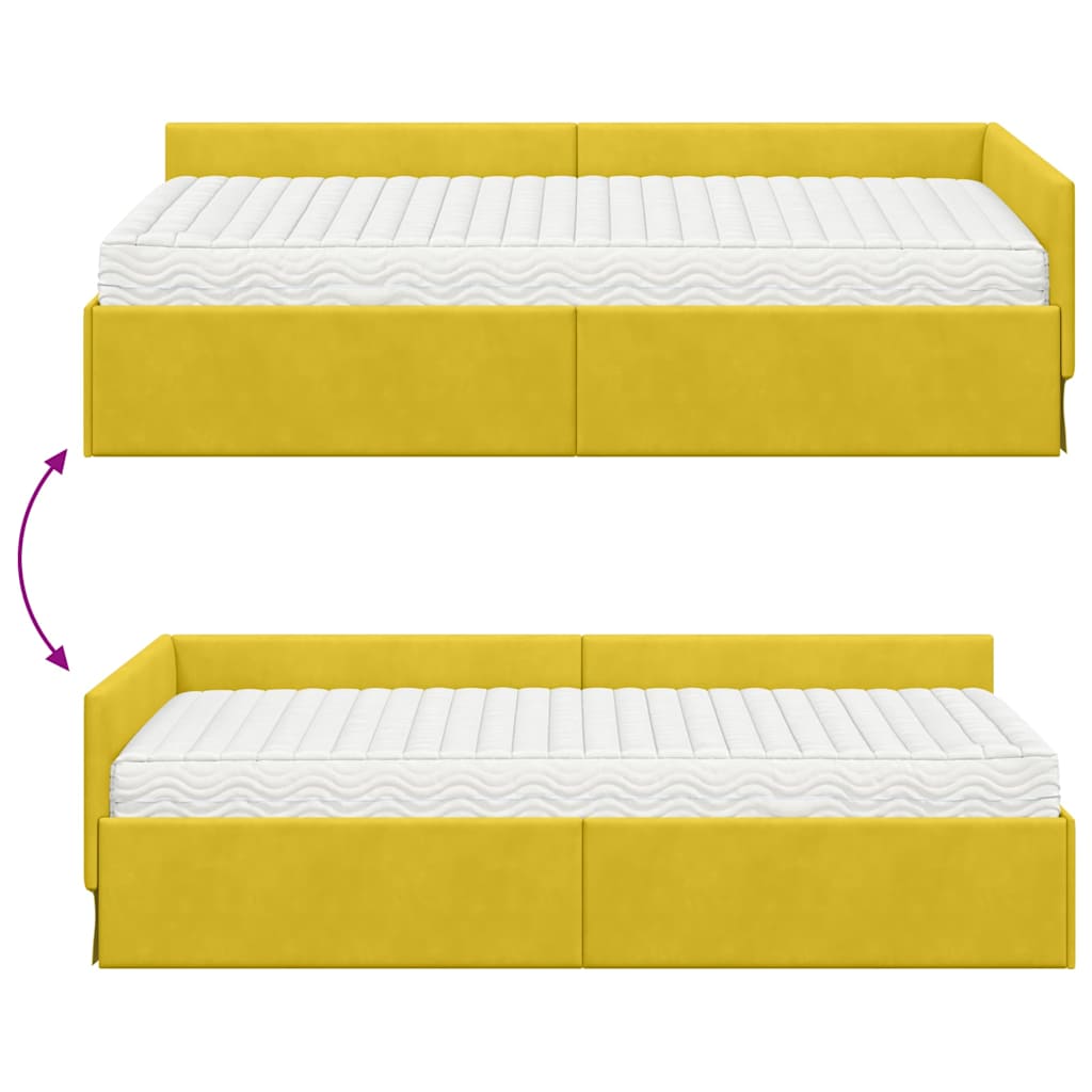 Kutni krevetni okvir s madracem Ostalo 2 pcs Zelena Baršun