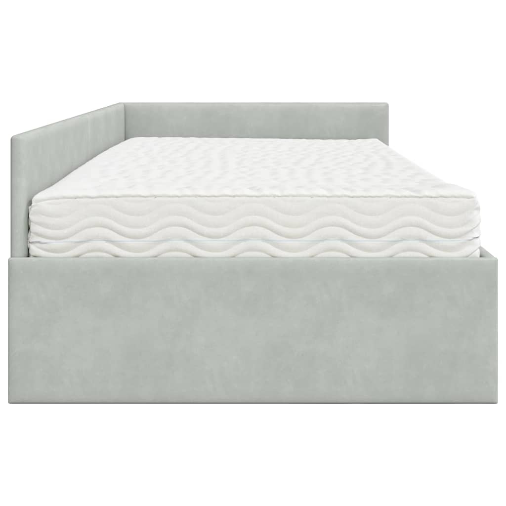 Kutni krevetni okvir s madracem Ostalo 2 pcs Svjetlosiva Baršun