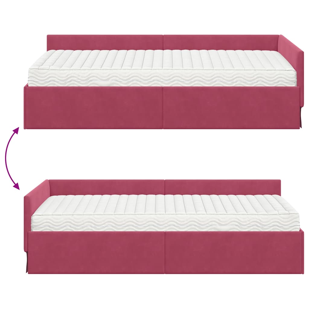 Kutni krevetni okvir s madracem Ostalo 2 pcs Zelena Baršun