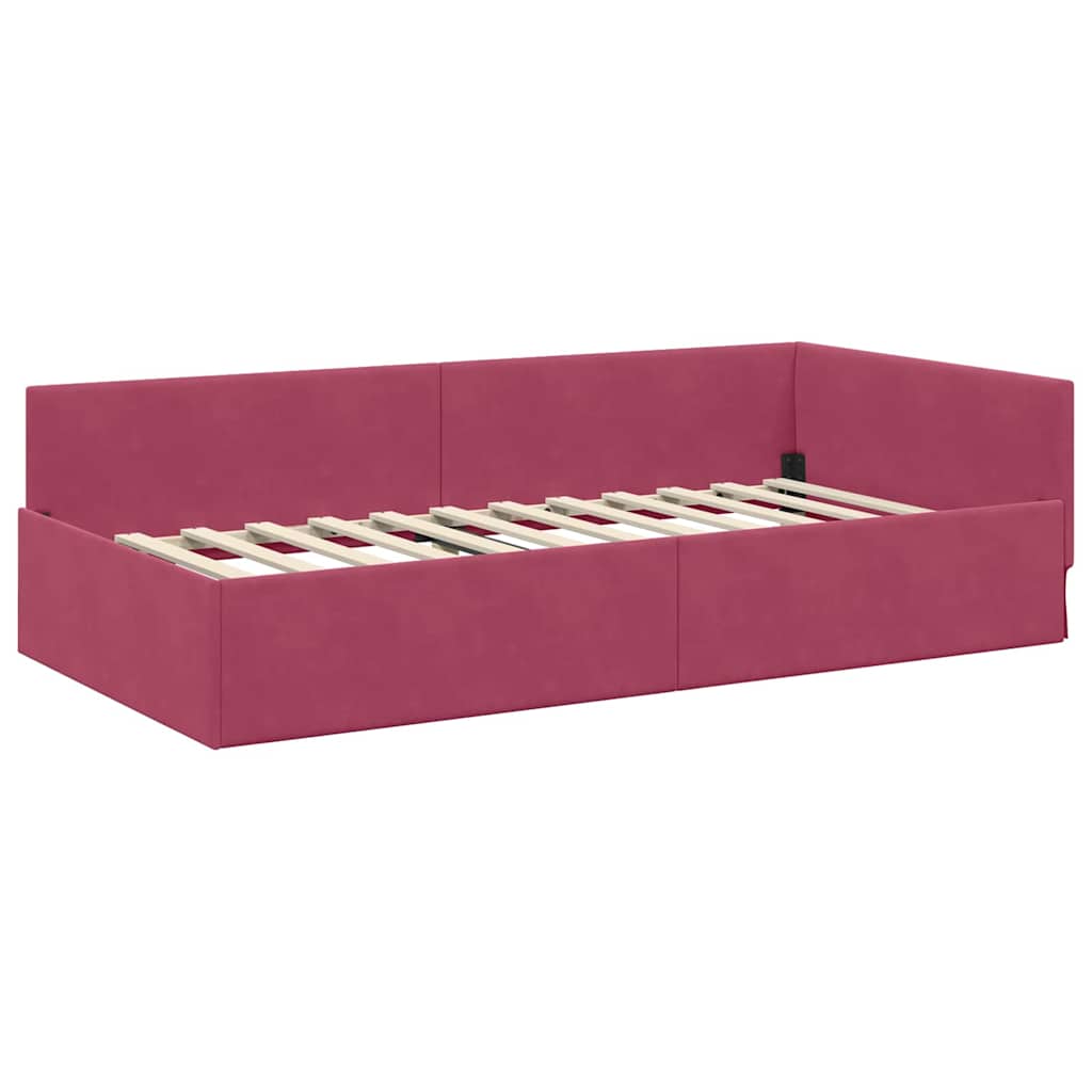 Kutni krevetni okvir s madracem Ostalo 2 pcs Zelena Baršun
