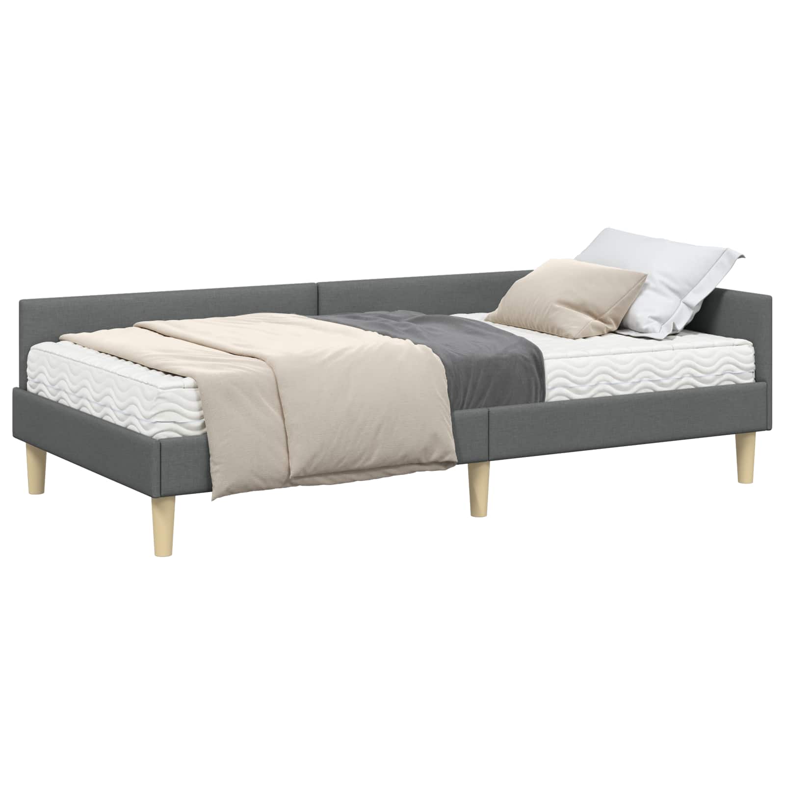 Kutni krevetni okvir s madracem s madracem 2 pcs Siva tkanina
