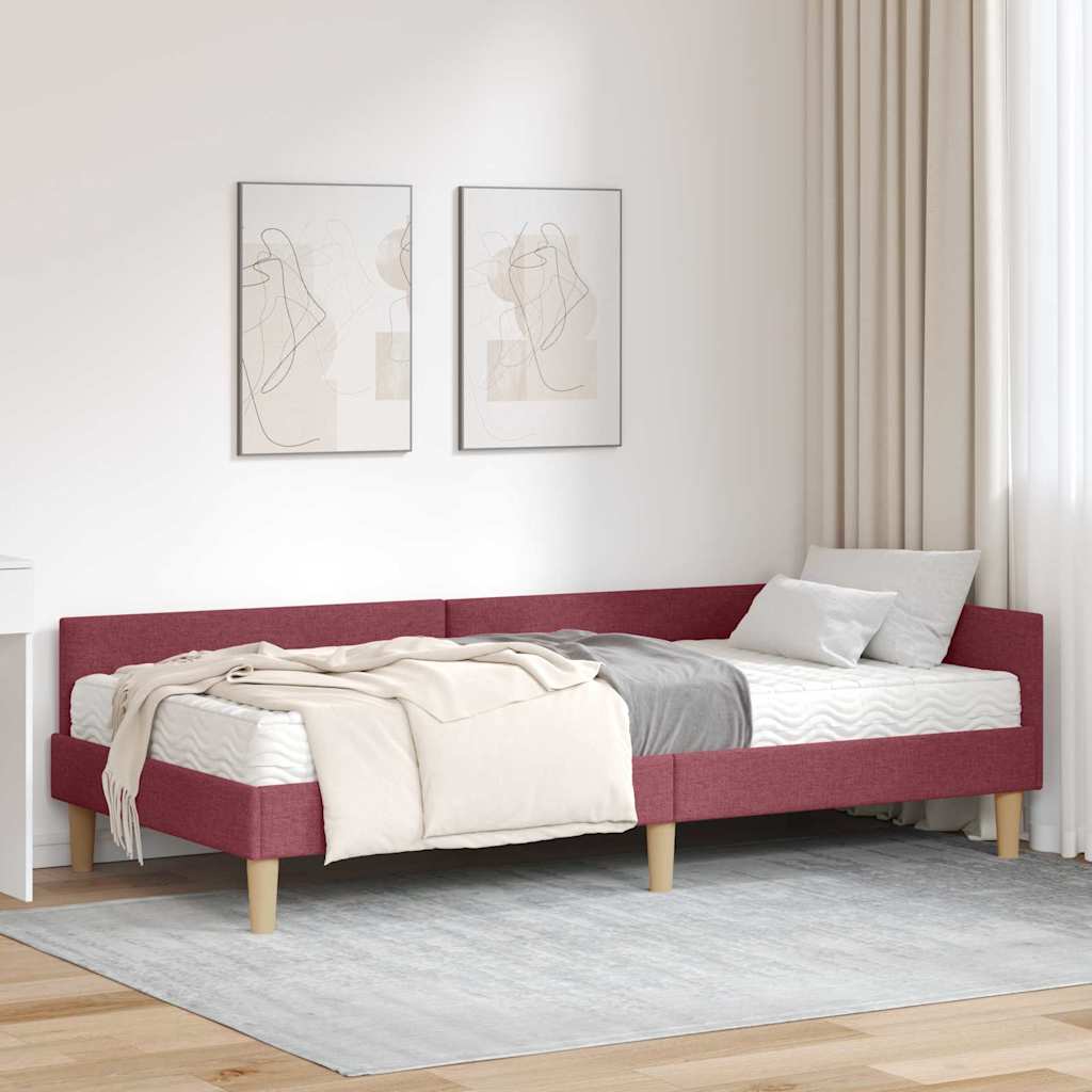 Kutni krevetni okvir s madracem s madracem 2 pcs Siva tkanina