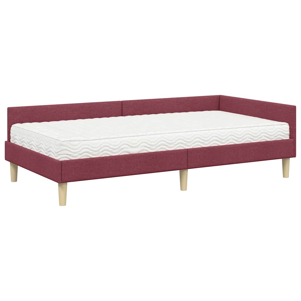 Kutni krevetni okvir s madracem s madracem 2 pcs Siva tkanina