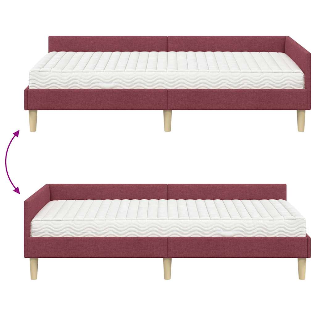 Kutni krevetni okvir s madracem s madracem 2 pcs Siva tkanina
