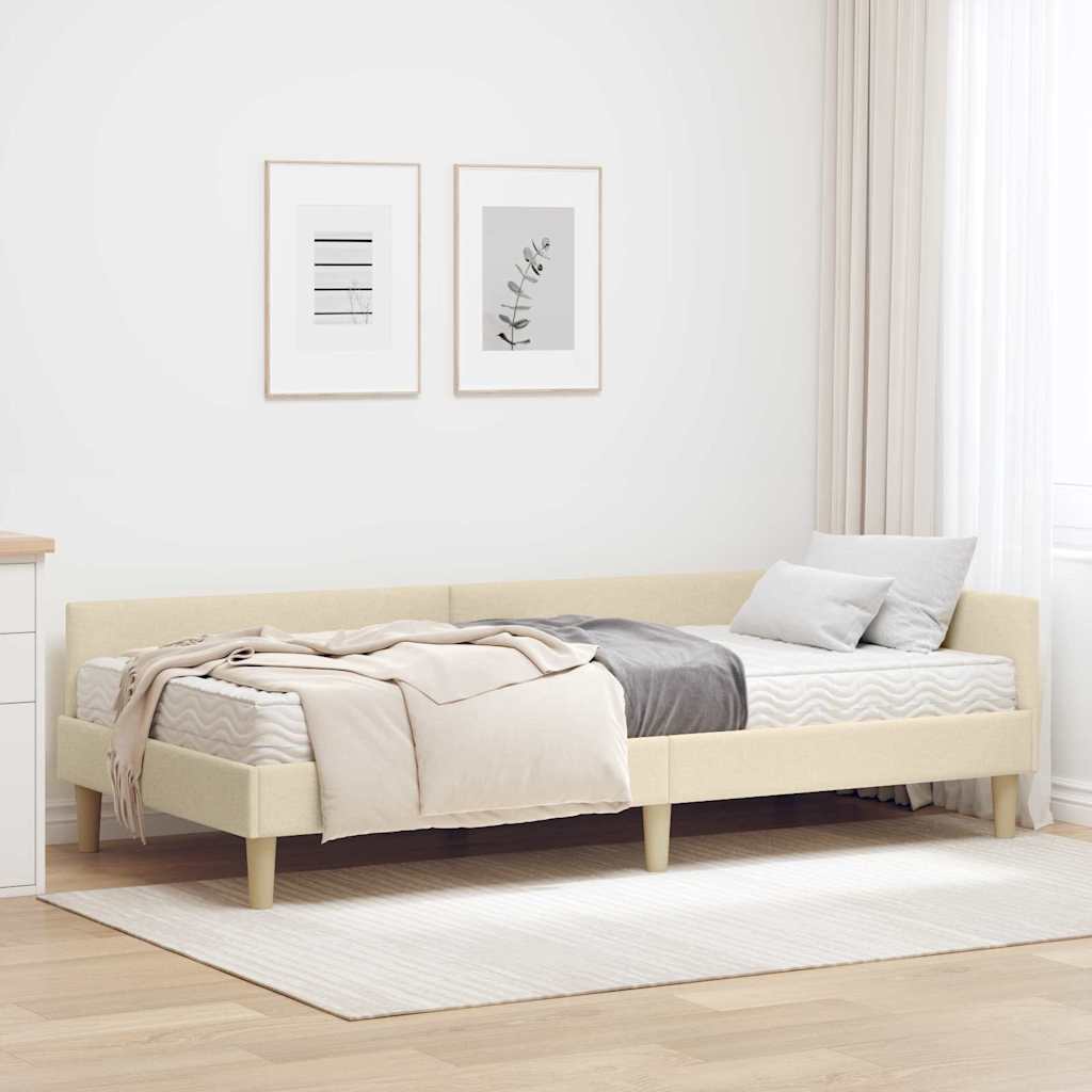Kutni krevetni okvir s madracem 2 kom. Krema 90 x 190 cm