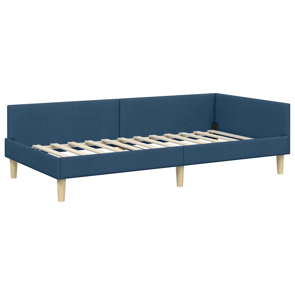 Kutni krevetni okvir s madracem s madracem 2 pcs Plava tkanina