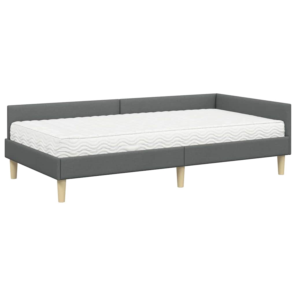 Kutni krevetni okvir s madracem s madracem 2 pcs Siva tkanina