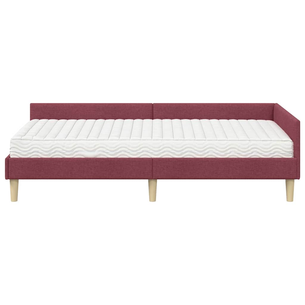 Kutni krevetni okvir s madracem s madracem 2 pcs Siva tkanina