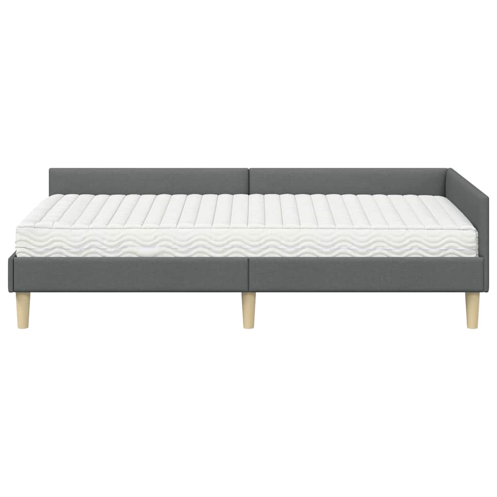 Kutni krevetni okvir s madracem s madracem 2 pcs Siva tkanina