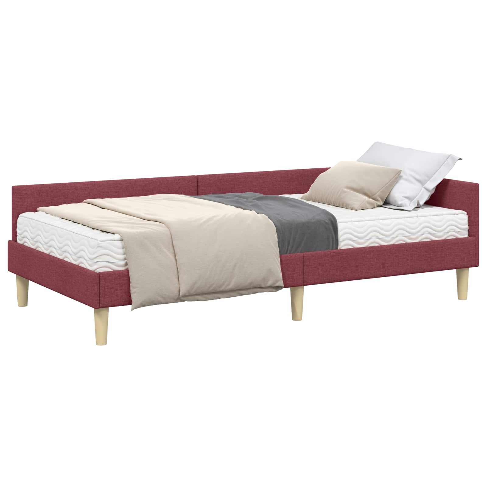 Kutni krevetni okvir s madracem s madracem 2 pcs Siva tkanina