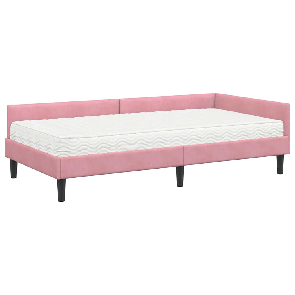 Kutni krevetni okvir s madracem Ostalo 2 pcs Siva Baršun