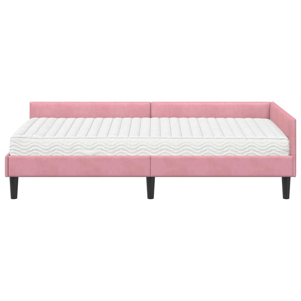 Kutni krevetni okvir s madracem Ostalo 2 pcs Siva Baršun
