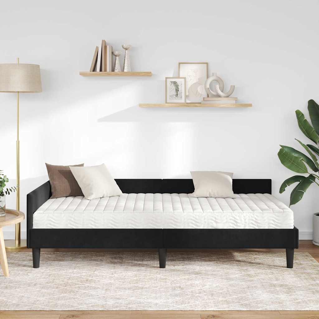 Kutni krevetni okvir s madracem Ostalo 2 pcs Crna Baršun