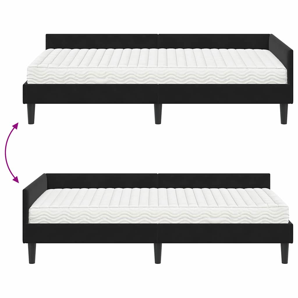 Kutni krevetni okvir s madracem Ostalo 2 pcs Crna Baršun