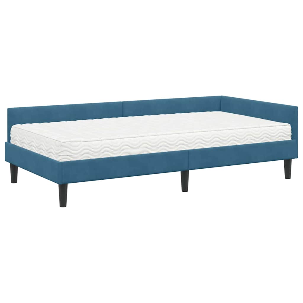 Kutni krevetni okvir s madracem Ostalo 2 pcs Plava Baršun