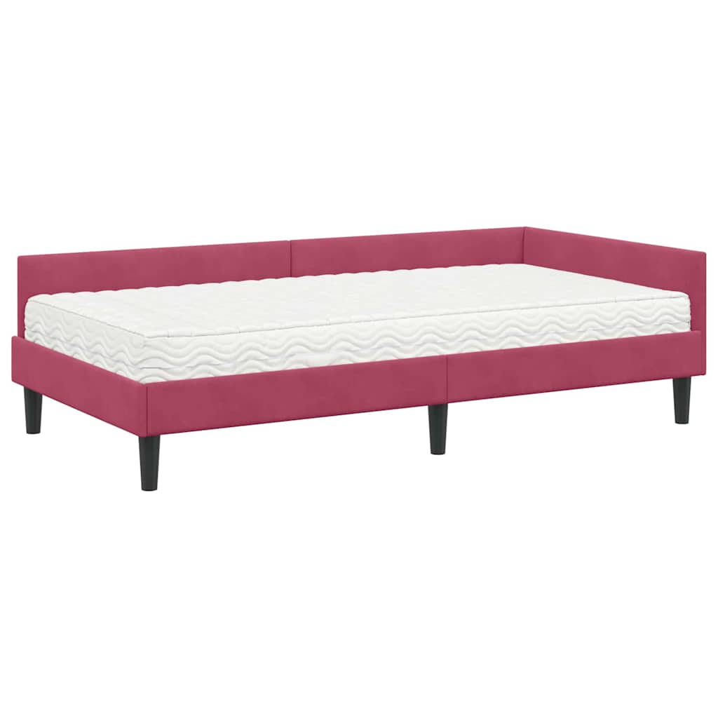Kutni krevetni okvir s madracem Ostalo 2 pcs Zelena Baršun