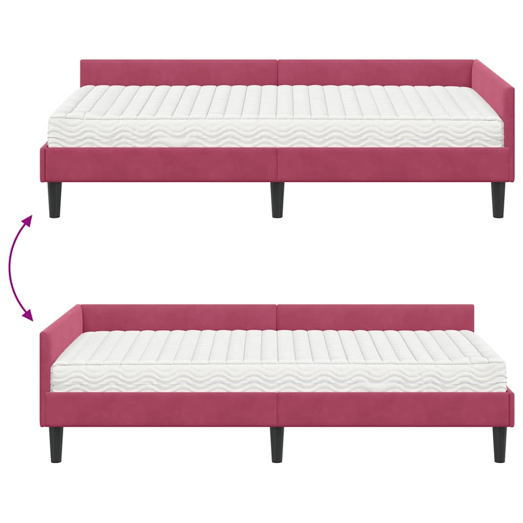 Kutni krevetni okvir s madracem Ostalo 2 pcs Zelena Baršun