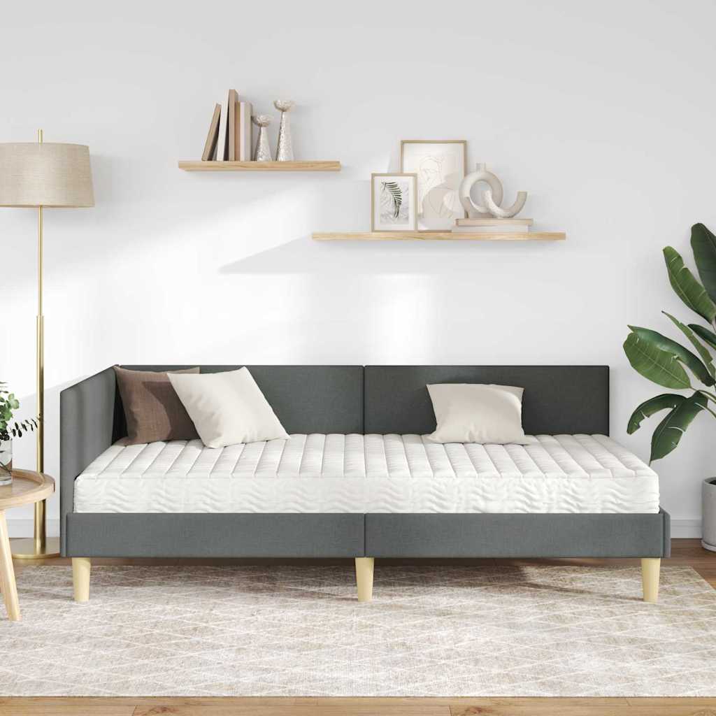 Kutni krevetni okvir s madracem Ostalo 2 pcs Siva tkanina