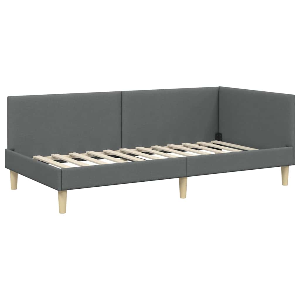 Kutni krevetni okvir s madracem Ostalo 2 pcs Siva tkanina