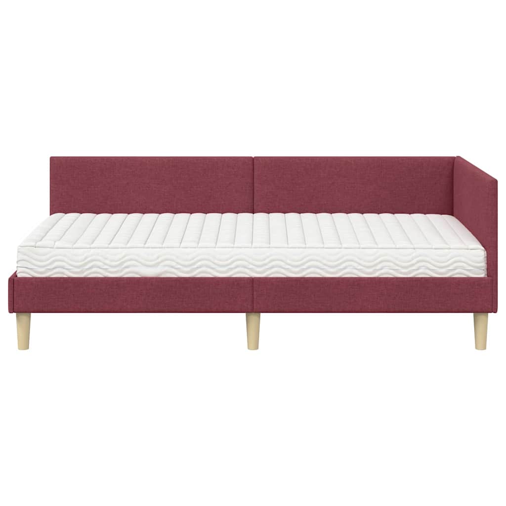 Kutni krevetni okvir s madracem Ostalo 2 pcs Siva tkanina