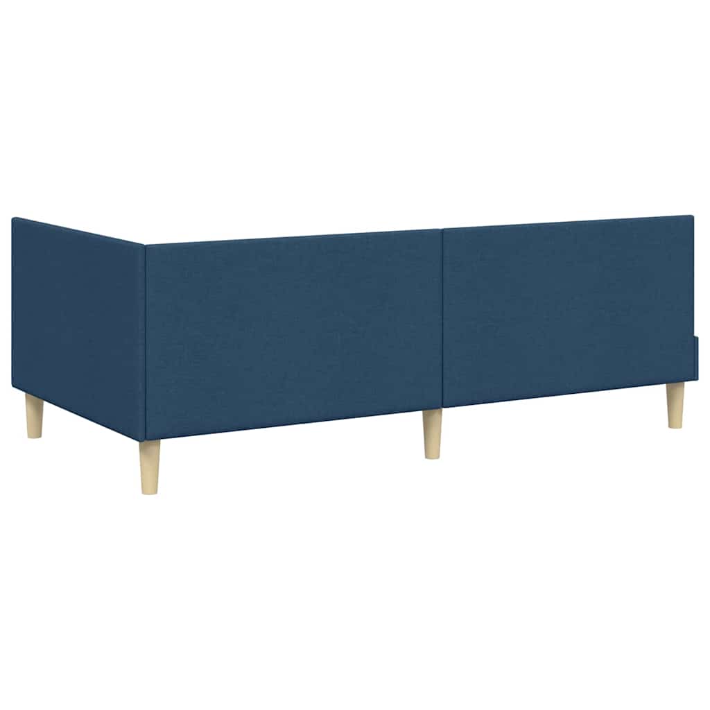 Kutni krevetni okvir s madracem Ostalo 2 pcs Plava tkanina