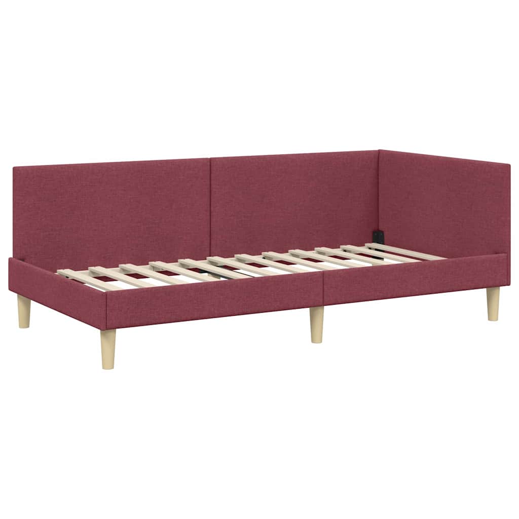 Kutni krevetni okvir s madracem Ostalo 2 pcs Siva tkanina