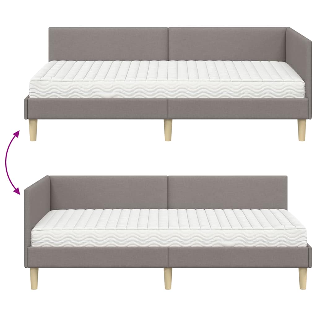 Kutni krevetni okvir s madracem Ostalo 2 pcs Sivo-smeđa tkanina