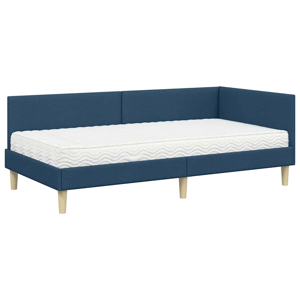Kutni krevetni okvir s madracem Ostalo 2 pcs Plava tkanina