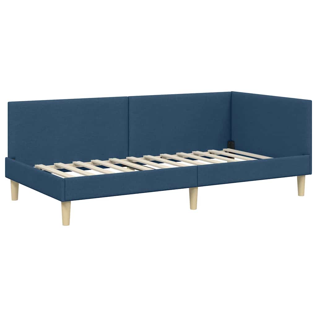 Kutni krevetni okvir s madracem Ostalo 2 pcs Plava tkanina