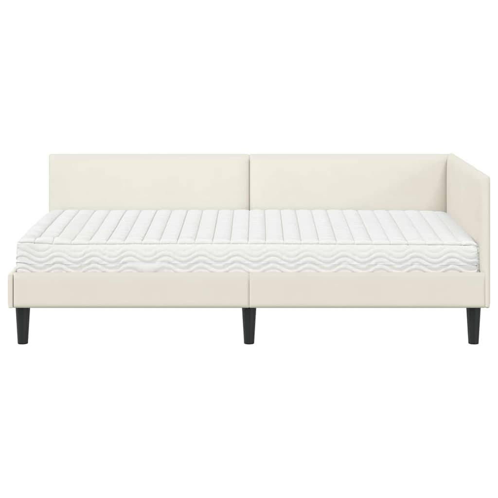 Kutni krevetni okvir s madracem Ostalo 2 pcs Krema Baršun