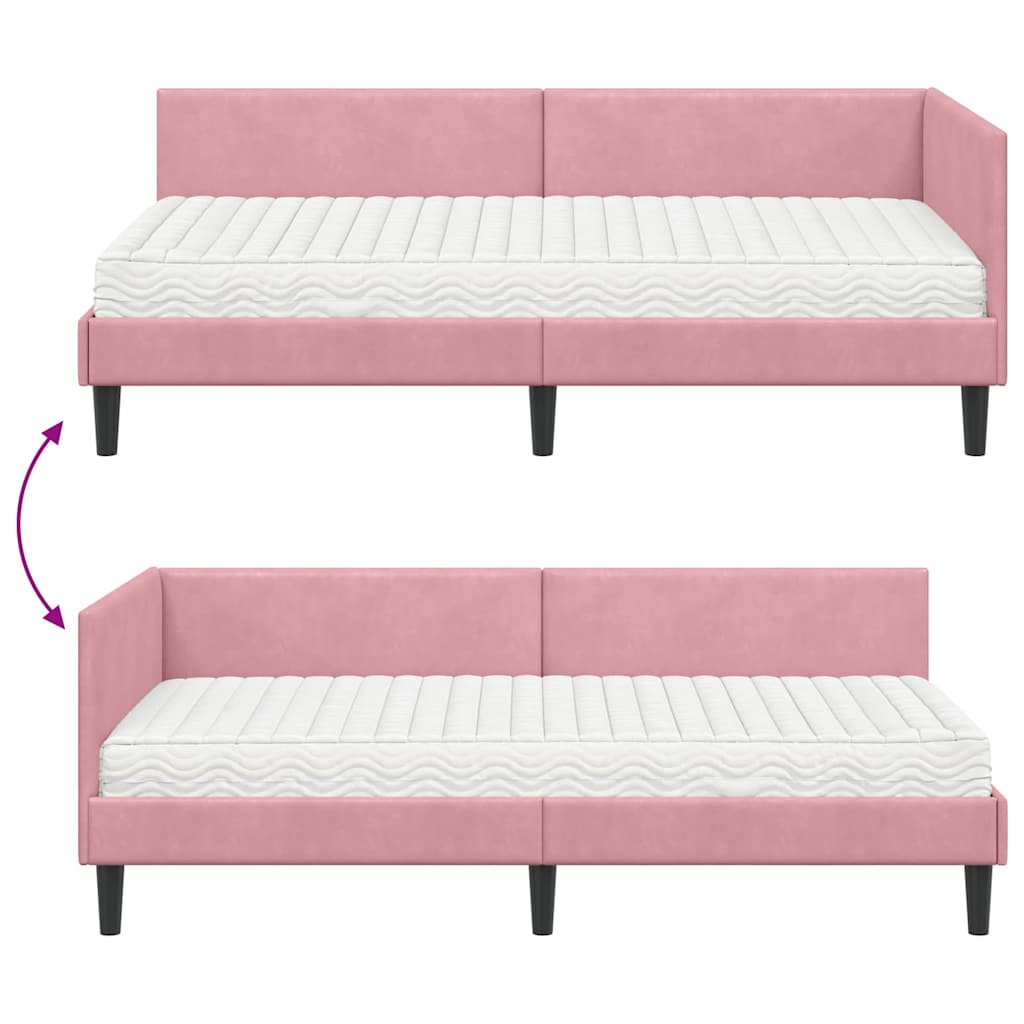 Kutni krevetni okvir s madracem Ostalo 2 pcs Siva Baršun