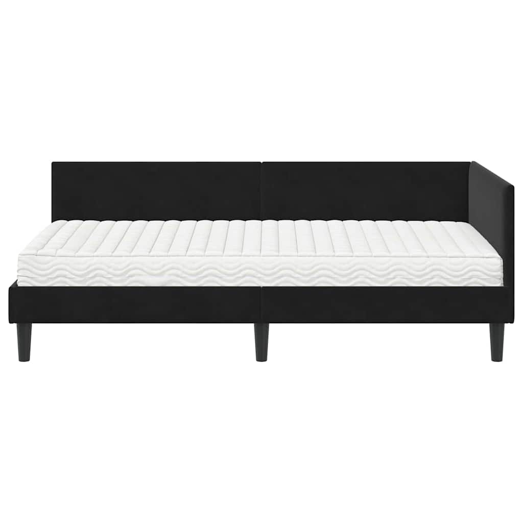 Kutni krevetni okvir s madracem Ostalo 2 pcs Crna Baršun
