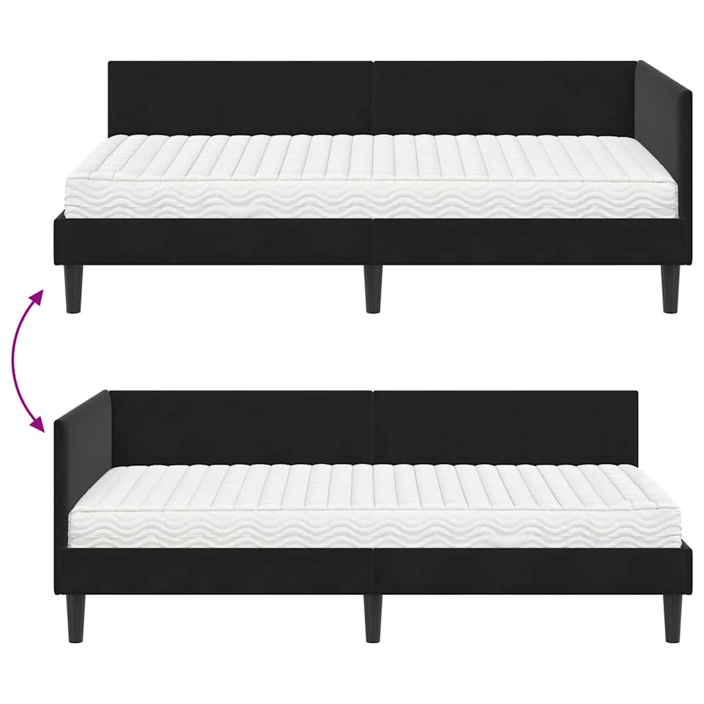 Kutni krevetni okvir s madracem Ostalo 2 pcs Crna Baršun