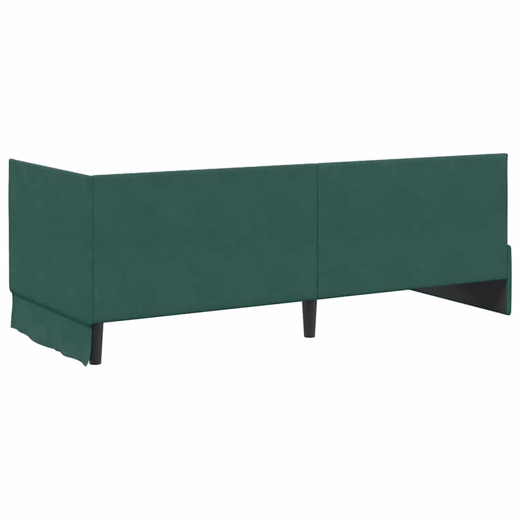 Kutni krevetni okvir s madracem 2 pcs Zelena Baršun