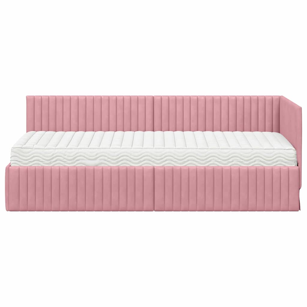 Kutni krevetni okvir s madracem s uzglavljem 2 pcs Siva Baršun