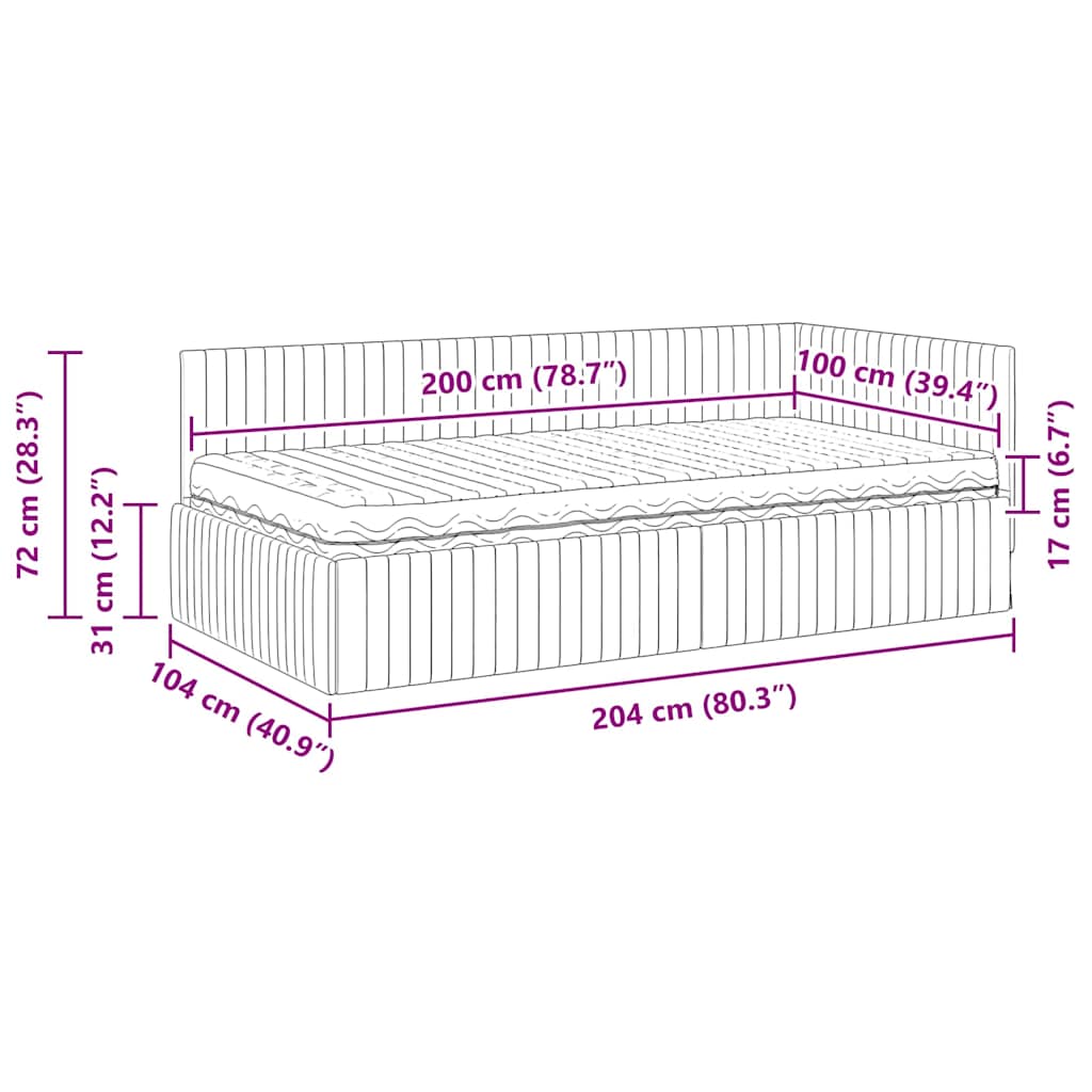 Kutni krevetni okvir s madracem s uzglavljem 2 pcs Žuta Baršun