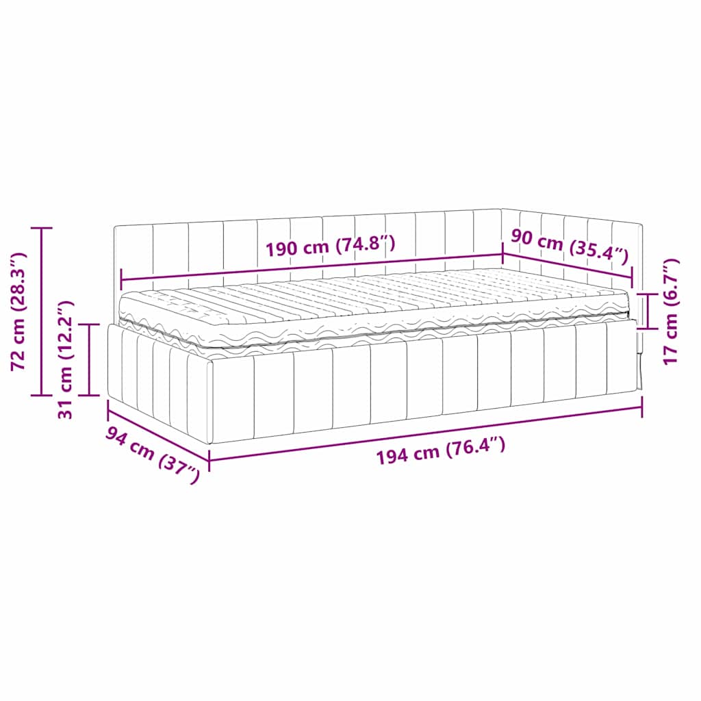Kutni krevetni okvir s madracem s uzglavljem 2 pcs Žuta Baršun