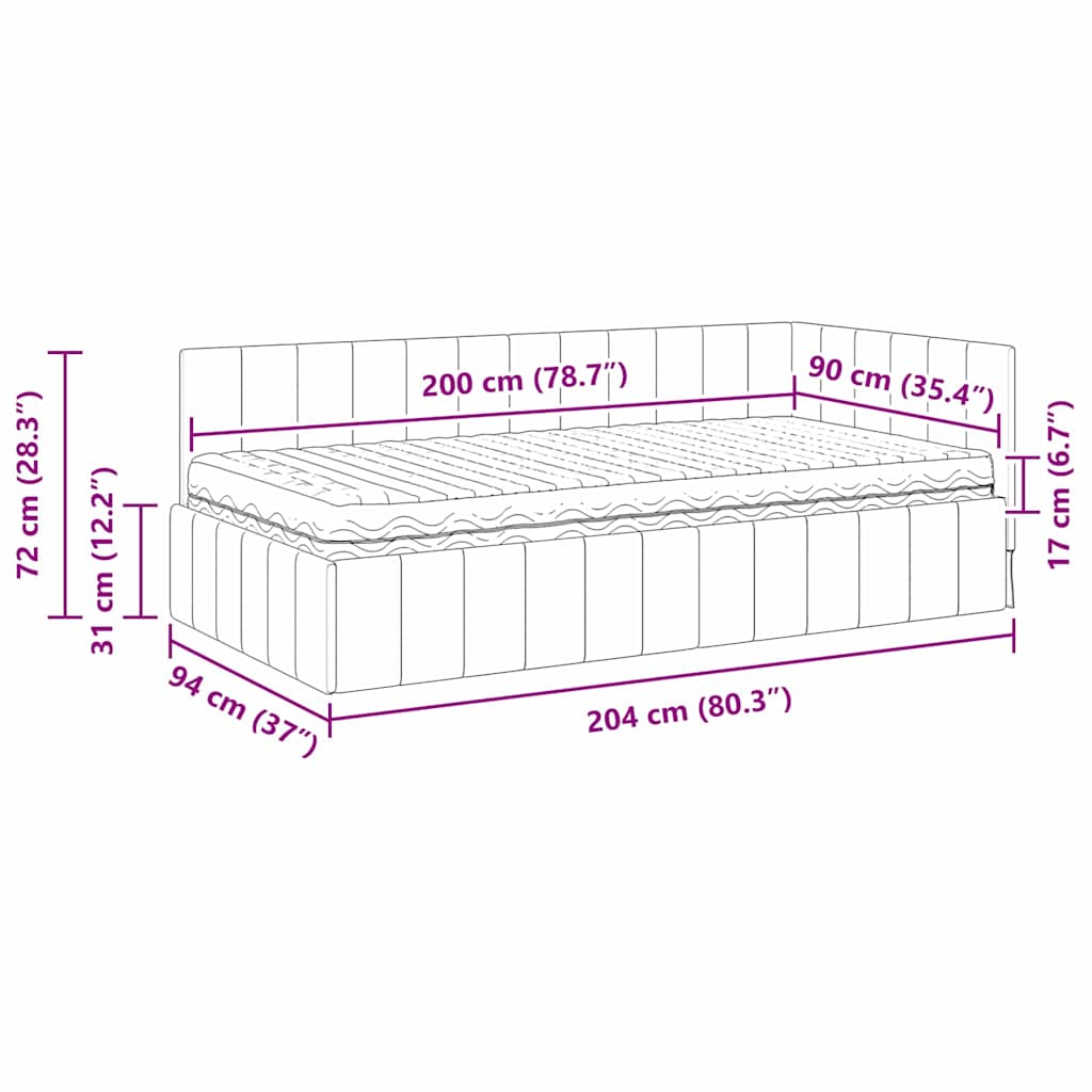 Kutni krevetni okvir s madracem s uzglavljem 2 pcs Žuta Baršun